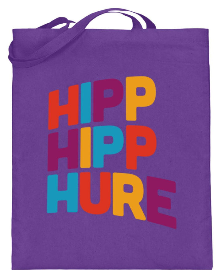 Hipp Hipp Hure- Words on Shirts  - Jutebeutel (mit langen Henkeln) - Words on Shirts Sag es mit dem Mittelfinger Shirts Hoodies Sweatshirt Taschen Gymsack Spruch Sprüche Statement