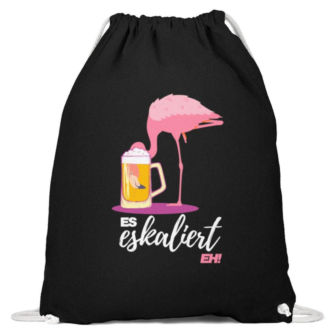 Es Eskaliert Eh - Flamingo  - Baumwoll Gymsac - Words on Shirts Sag es mit dem Mittelfinger Shirts Hoodies Sweatshirt Taschen Gymsack Spruch Sprüche Statement