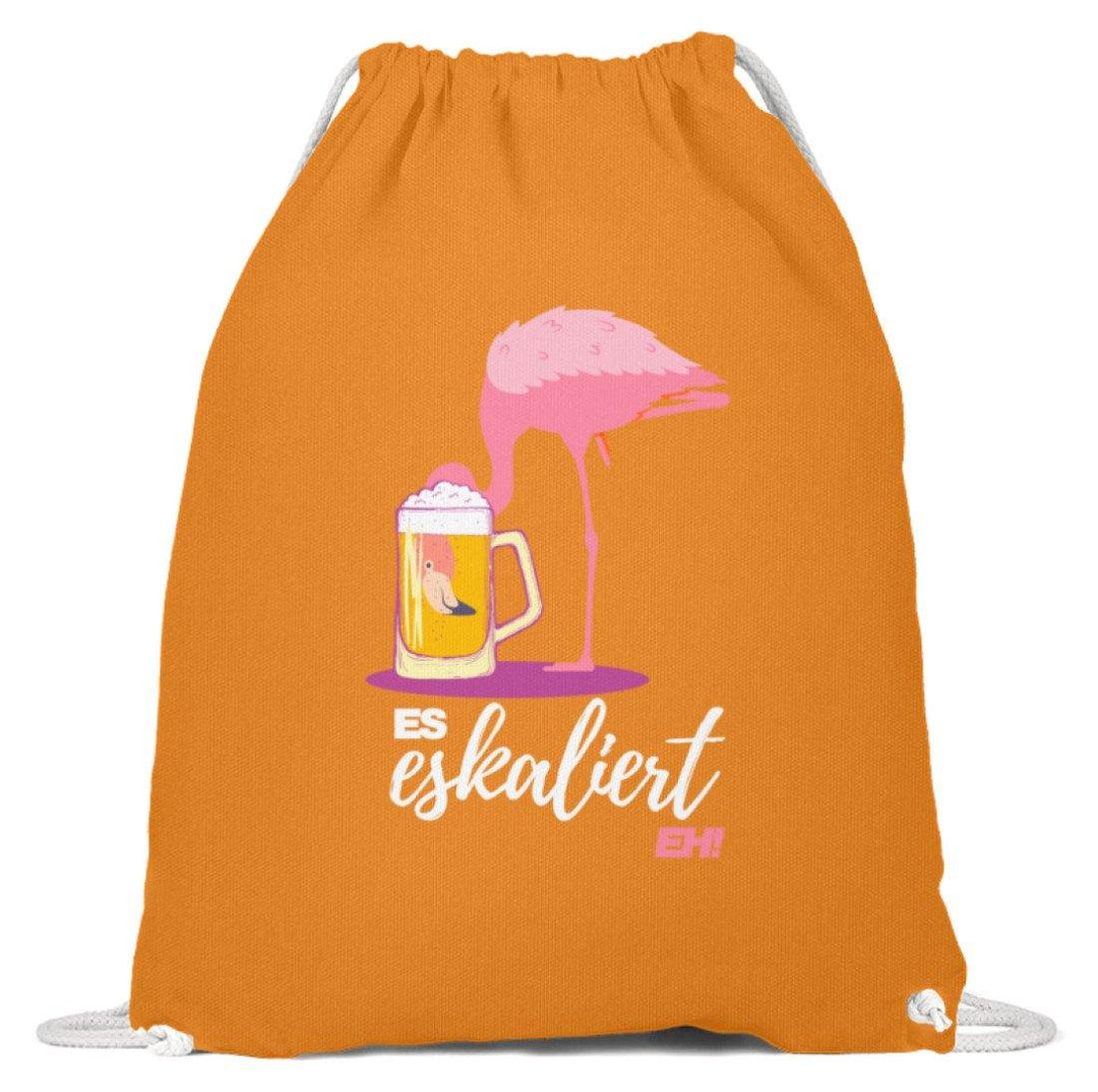 Es Eskaliert Eh - Flamingo  - Baumwoll Gymsac - Words on Shirts Sag es mit dem Mittelfinger Shirts Hoodies Sweatshirt Taschen Gymsack Spruch Sprüche Statement