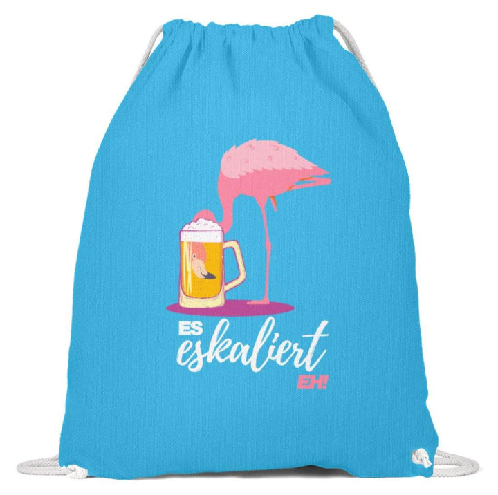 Es Eskaliert Eh - Flamingo  - Baumwoll Gymsac - Words on Shirts Sag es mit dem Mittelfinger Shirts Hoodies Sweatshirt Taschen Gymsack Spruch Sprüche Statement