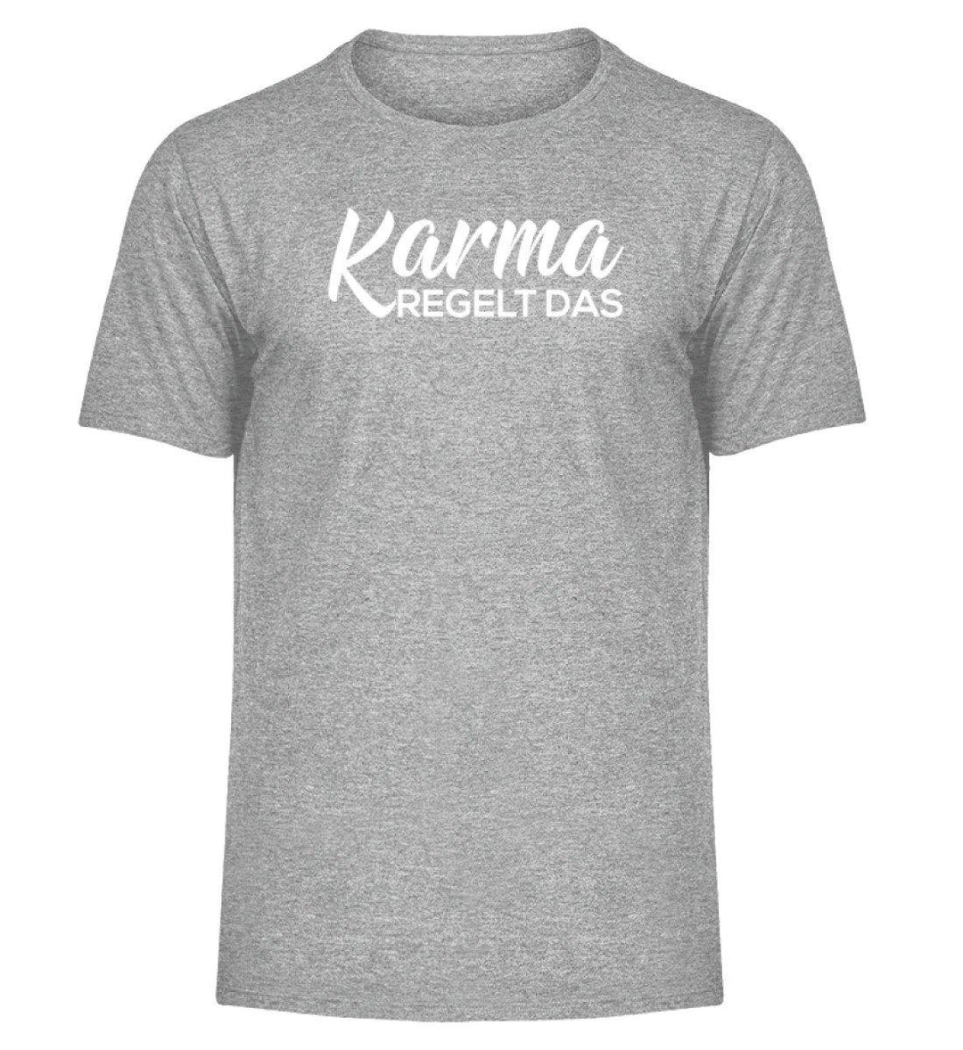 Karma regelt das-  Words on Shirts - PR  - Herren Melange Shirt - Words on Shirts Sag es mit dem Mittelfinger Shirts Hoodies Sweatshirt Taschen Gymsack Spruch Sprüche Statement