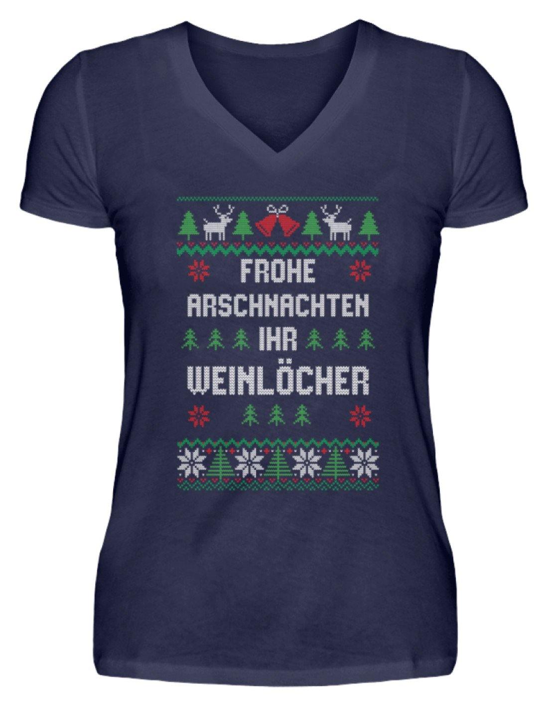 Frohe Arschnachten - Words on Shirts  - V-Neck Damenshirt