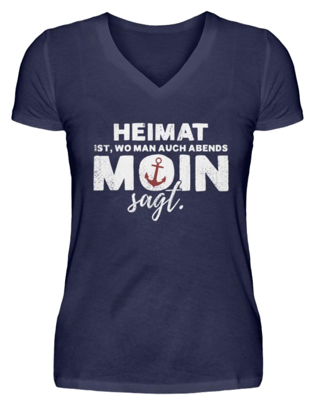 Abends Moin sagt - Norddeutsch  - V-Neck Damenshirt
