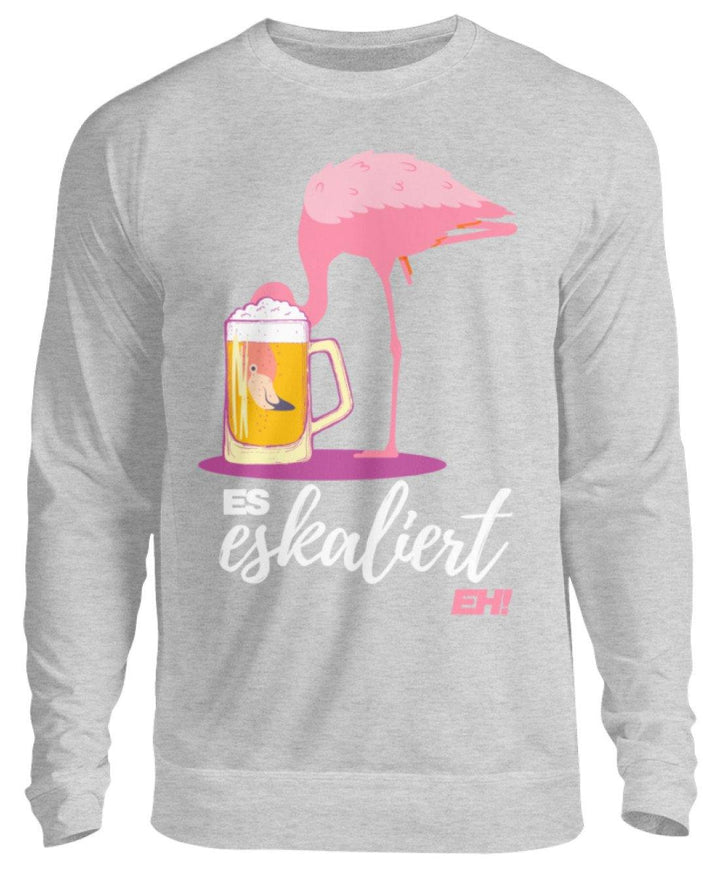 Es Eskaliert Eh - Flamingo  - Unisex Pullover - Words on Shirts Sag es mit dem Mittelfinger Shirts Hoodies Sweatshirt Taschen Gymsack Spruch Sprüche Statement