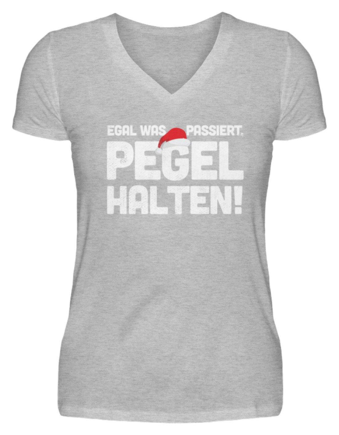 Pegel halten Weihnachten Words on Shirts  - V-Neck Damenshirt - Words on Shirts Sag es mit dem Mittelfinger Shirts Hoodies Sweatshirt Taschen Gymsack Spruch Sprüche Statement