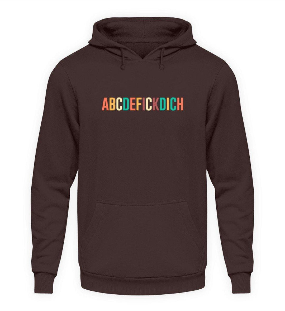 ABCDEFICKDICH - Words on Shirts  - Unisex Kapuzenpullover Hoodie - Words on Shirts Sag es mit dem Mittelfinger Shirts Hoodies Sweatshirt Taschen Gymsack Spruch Sprüche Statement