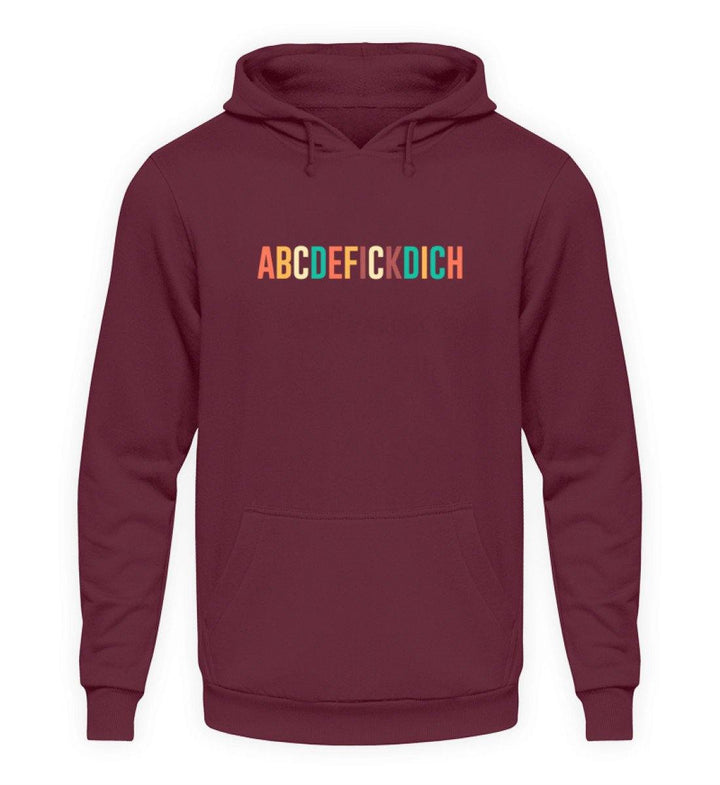 ABCDEFICKDICH - Words on Shirts  - Unisex Kapuzenpullover Hoodie - Words on Shirts Sag es mit dem Mittelfinger Shirts Hoodies Sweatshirt Taschen Gymsack Spruch Sprüche Statement