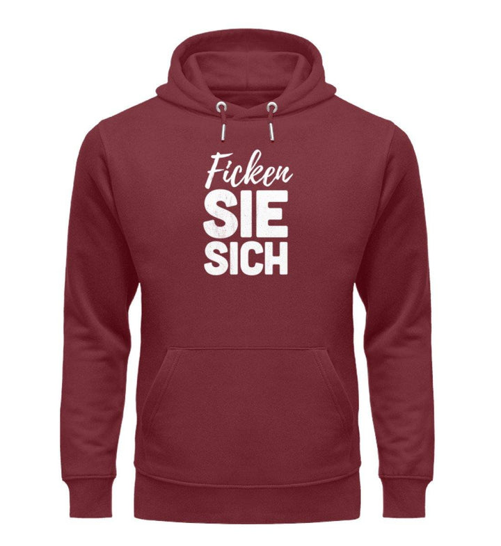 F!cken Sie sich - Words on Shirts - PR  - Unisex Organic Hoodie - Words on Shirts Sag es mit dem Mittelfinger Shirts Hoodies Sweatshirt Taschen Gymsack Spruch Sprüche Statement
