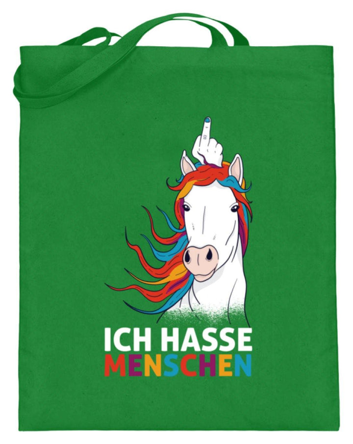 Ich hasse Menschen - Words on Shirts  - Jutebeutel (mit langen Henkeln) - Words on Shirts Sag es mit dem Mittelfinger Shirts Hoodies Sweatshirt Taschen Gymsack Spruch Sprüche Statement