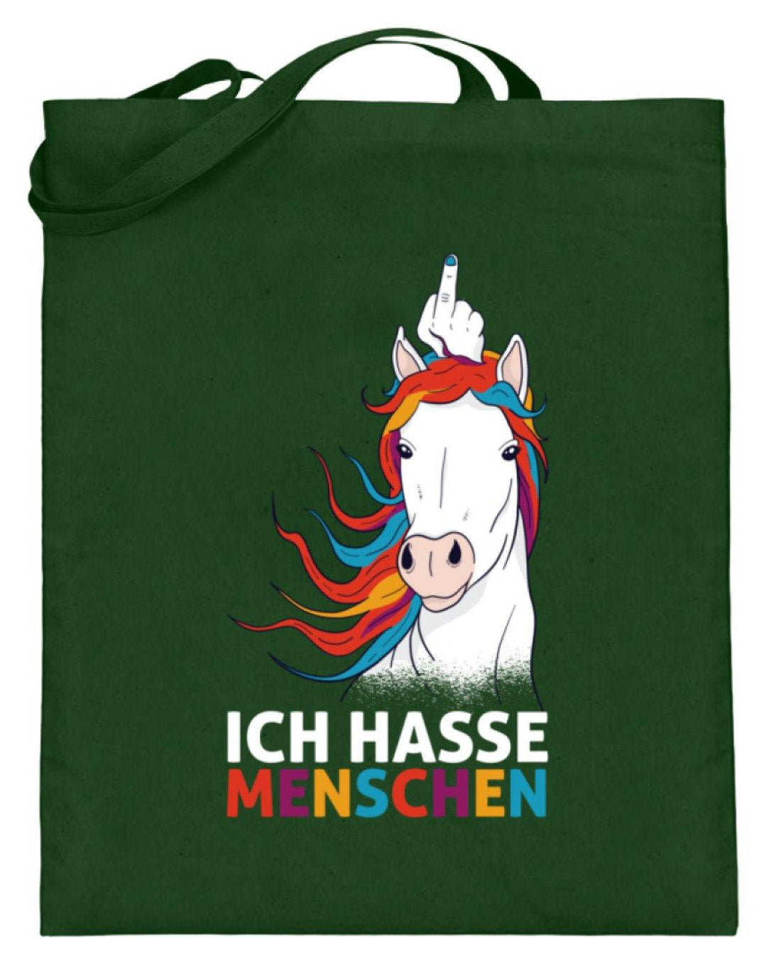 Ich hasse Menschen - Words on Shirts  - Jutebeutel (mit langen Henkeln) - Words on Shirts Sag es mit dem Mittelfinger Shirts Hoodies Sweatshirt Taschen Gymsack Spruch Sprüche Statement