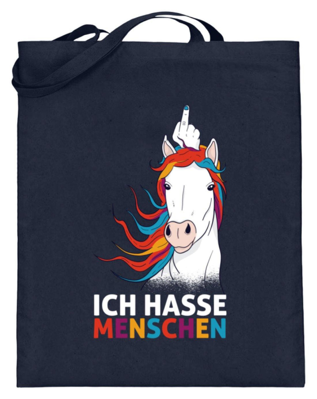 Ich hasse Menschen - Words on Shirts  - Jutebeutel (mit langen Henkeln) - Words on Shirts Sag es mit dem Mittelfinger Shirts Hoodies Sweatshirt Taschen Gymsack Spruch Sprüche Statement