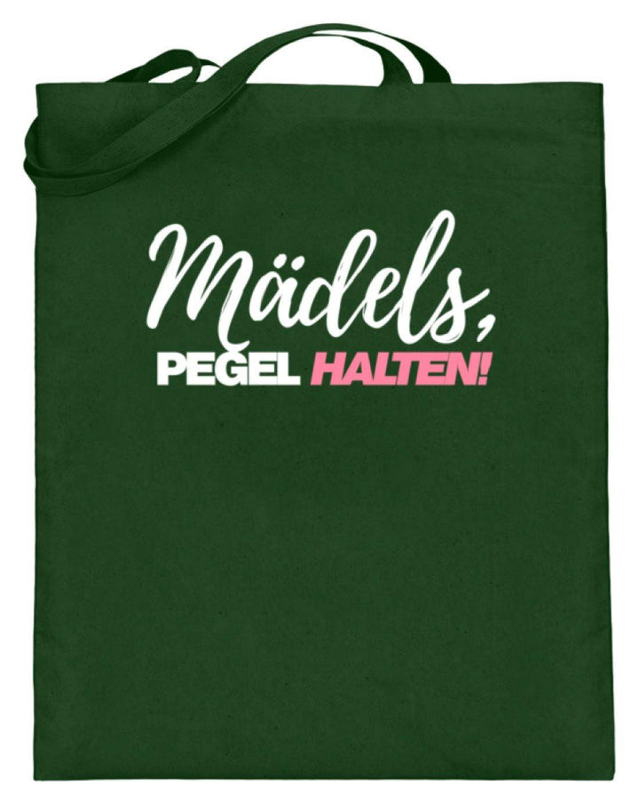 Mädels, Pegel halten - Words on Shirts 2  - Jutebeutel (mit langen Henkeln) - Words on Shirts Sag es mit dem Mittelfinger Shirts Hoodies Sweatshirt Taschen Gymsack Spruch Sprüche Statement