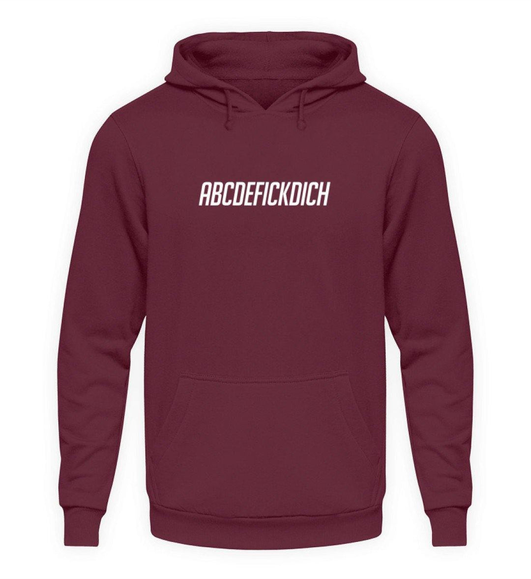 ABCDEFICKDICH - WORDS ON SHIRTS  - Unisex Kapuzenpullover Hoodie - Words on Shirts Sag es mit dem Mittelfinger Shirts Hoodies Sweatshirt Taschen Gymsack Spruch Sprüche Statement