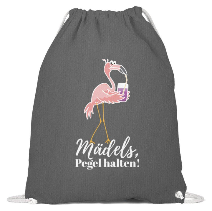 Mädels Pegel halten - Flamingo  - Baumwoll Gymsac - Words on Shirts Sag es mit dem Mittelfinger Shirts Hoodies Sweatshirt Taschen Gymsack Spruch Sprüche Statement