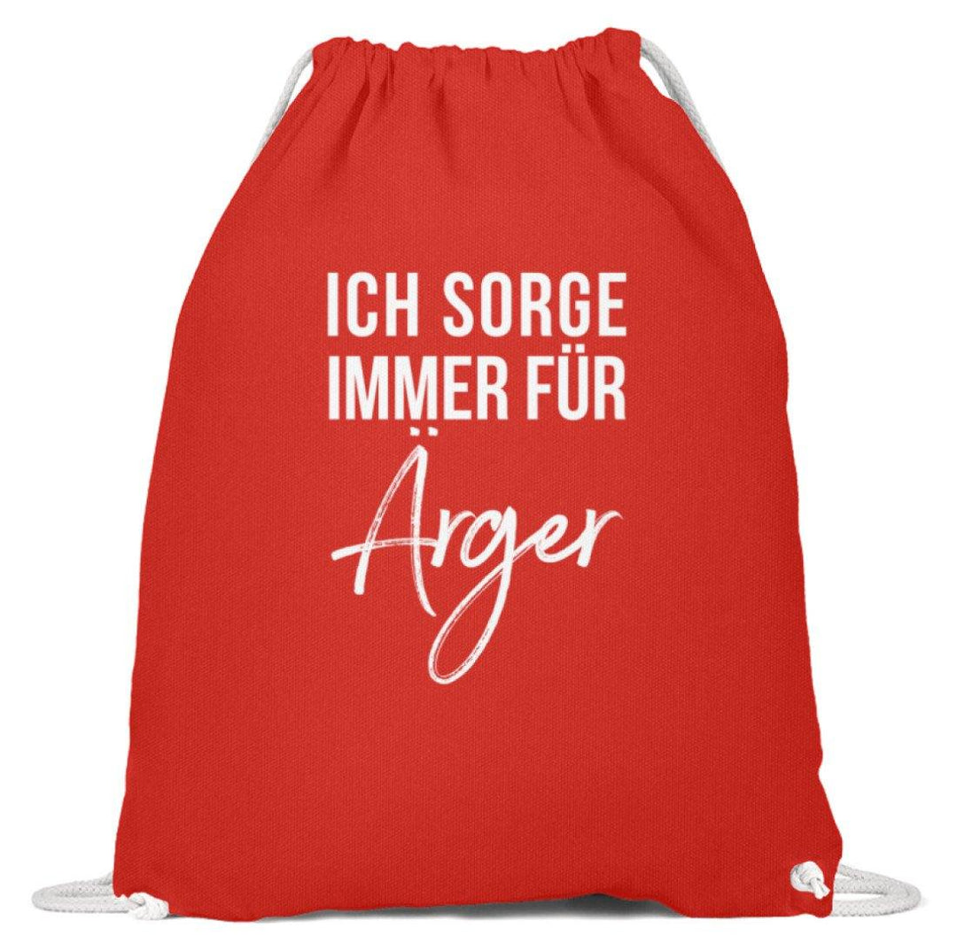 Ich sorge immer für Ärger - Words on Shirt  - Baumwoll Gymsac - Words on Shirts Sag es mit dem Mittelfinger Shirts Hoodies Sweatshirt Taschen Gymsack Spruch Sprüche Statement