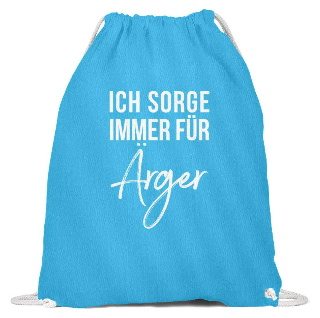 Ich sorge immer für Ärger - Words on Shirt  - Baumwoll Gymsac - Words on Shirts Sag es mit dem Mittelfinger Shirts Hoodies Sweatshirt Taschen Gymsack Spruch Sprüche Statement