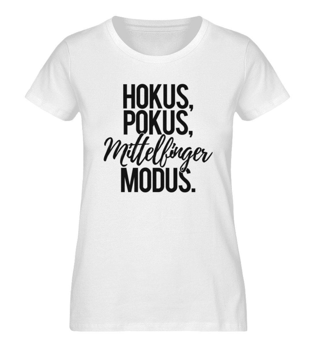 Hokus Pokus Mittelfinger Modus  - Damen Premium Organic Shirt - Words on Shirts Sag es mit dem Mittelfinger Shirts Hoodies Sweatshirt Taschen Gymsack Spruch Sprüche Statement