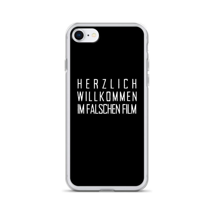 iPhone Hülle - Herzlich Willkommen Im Falschen Film - Words on Shirts Sag es mit dem Mittelfinger Shirts Hoodies Sweatshirt Taschen Gymsack Spruch Sprüche Statement