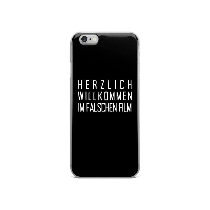 iPhone Hülle - Herzlich Willkommen Im Falschen Film - Words on Shirts Sag es mit dem Mittelfinger Shirts Hoodies Sweatshirt Taschen Gymsack Spruch Sprüche Statement