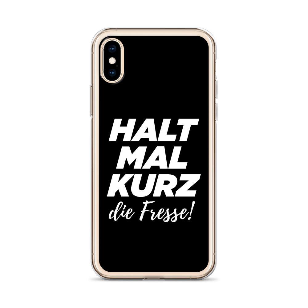 iPhone Hülle - Halt mal kurz die Fresse! - Words on Shirts Sag es mit dem Mittelfinger Shirts Hoodies Sweatshirt Taschen Gymsack Spruch Sprüche Statement