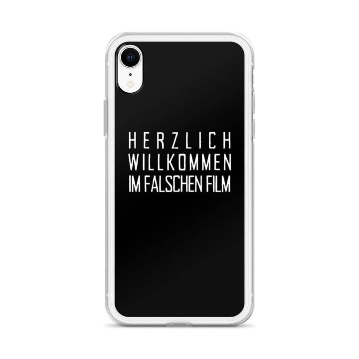 iPhone Hülle - Herzlich Willkommen Im Falschen Film - Words on Shirts Sag es mit dem Mittelfinger Shirts Hoodies Sweatshirt Taschen Gymsack Spruch Sprüche Statement