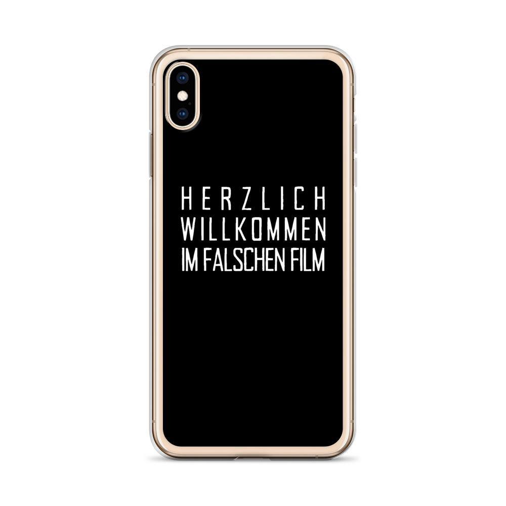 iPhone Hülle - Herzlich Willkommen Im Falschen Film - Words on Shirts Sag es mit dem Mittelfinger Shirts Hoodies Sweatshirt Taschen Gymsack Spruch Sprüche Statement