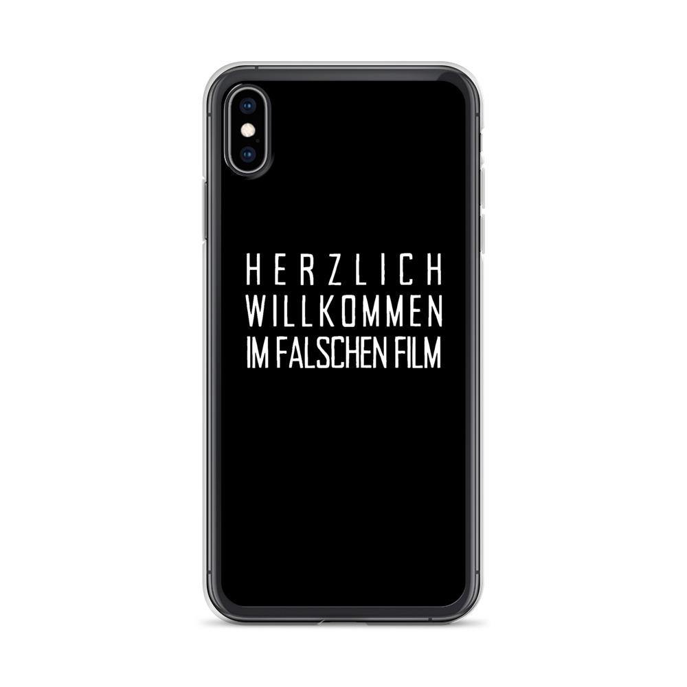 iPhone Hülle - Herzlich Willkommen Im Falschen Film - Words on Shirts Sag es mit dem Mittelfinger Shirts Hoodies Sweatshirt Taschen Gymsack Spruch Sprüche Statement