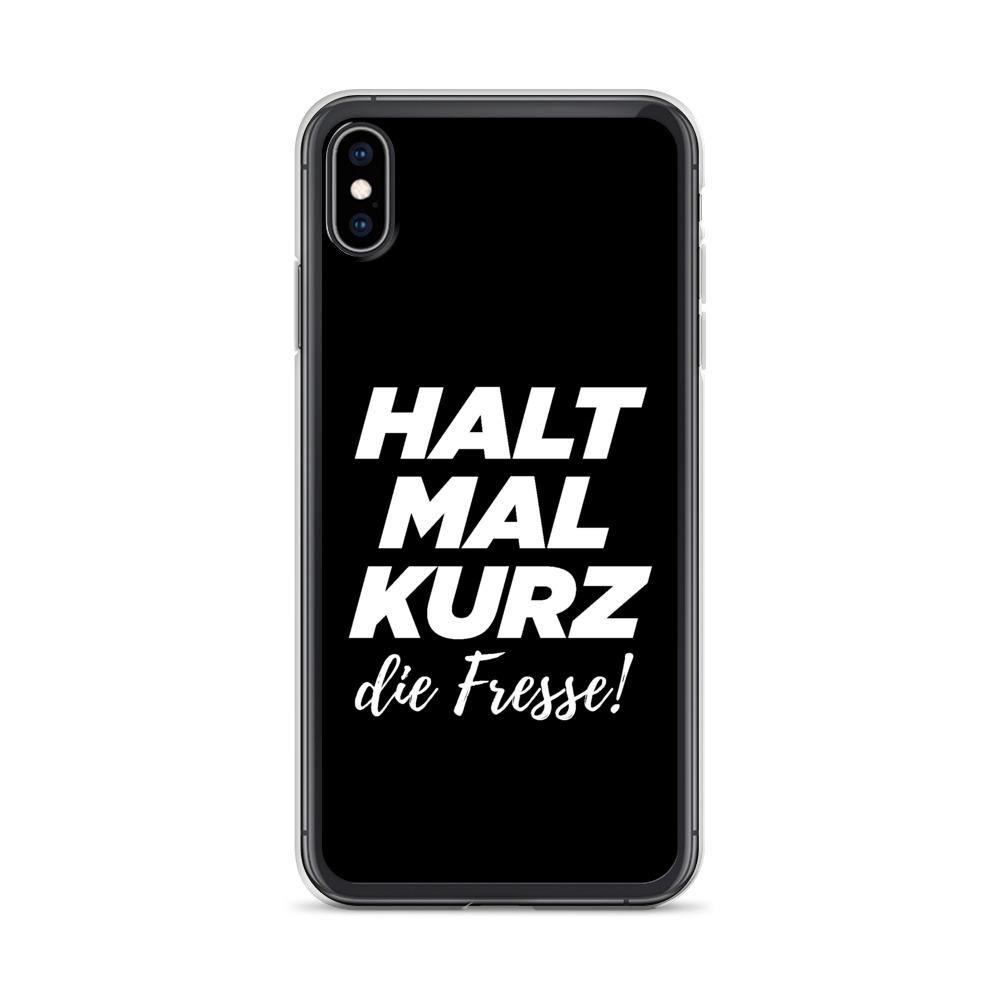 iPhone Hülle - Halt mal kurz die Fresse! - Words on Shirts Sag es mit dem Mittelfinger Shirts Hoodies Sweatshirt Taschen Gymsack Spruch Sprüche Statement