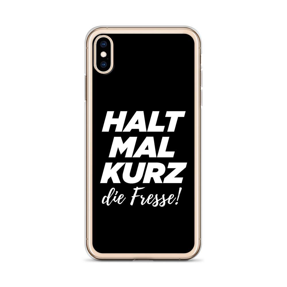 iPhone Hülle - Halt mal kurz die Fresse! - Words on Shirts Sag es mit dem Mittelfinger Shirts Hoodies Sweatshirt Taschen Gymsack Spruch Sprüche Statement