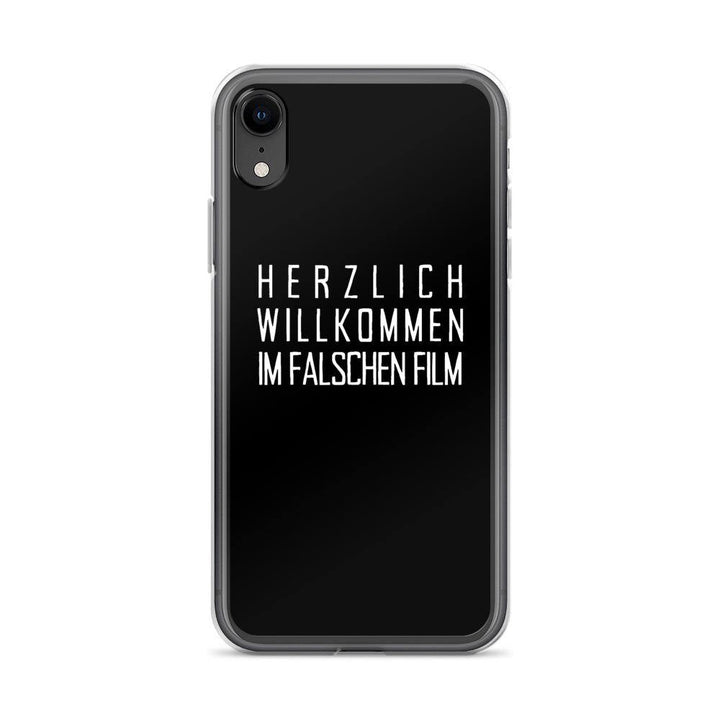 iPhone Hülle - Herzlich Willkommen Im Falschen Film - Words on Shirts Sag es mit dem Mittelfinger Shirts Hoodies Sweatshirt Taschen Gymsack Spruch Sprüche Statement