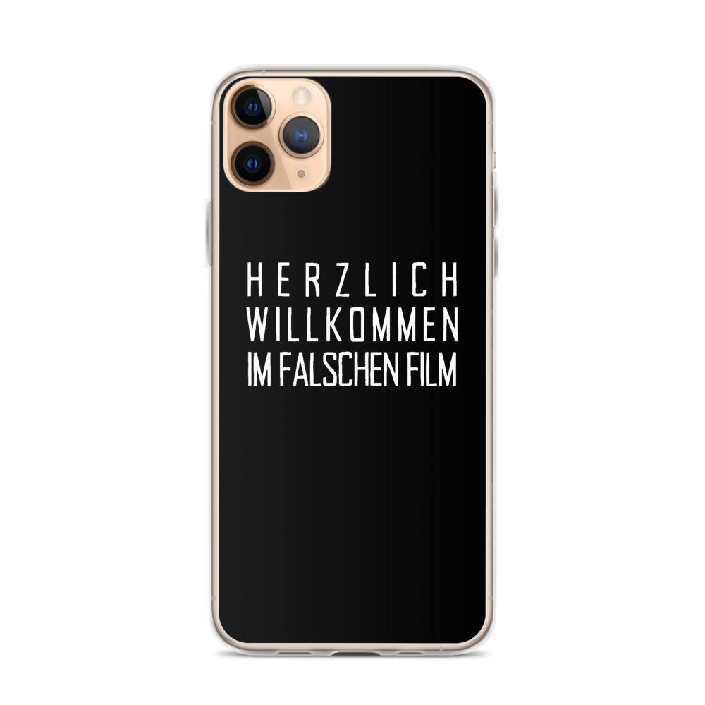 iPhone Hülle - Herzlich Willkommen Im Falschen Film - Words on Shirts Sag es mit dem Mittelfinger Shirts Hoodies Sweatshirt Taschen Gymsack Spruch Sprüche Statement