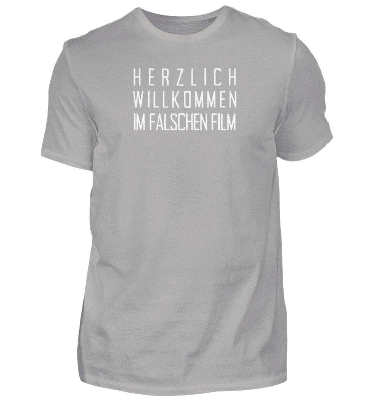 Im falschen Film -  Words on Shirts - PR  - Herren Premiumshirt - Words on Shirts Sag es mit dem Mittelfinger Shirts Hoodies Sweatshirt Taschen Gymsack Spruch Sprüche Statement