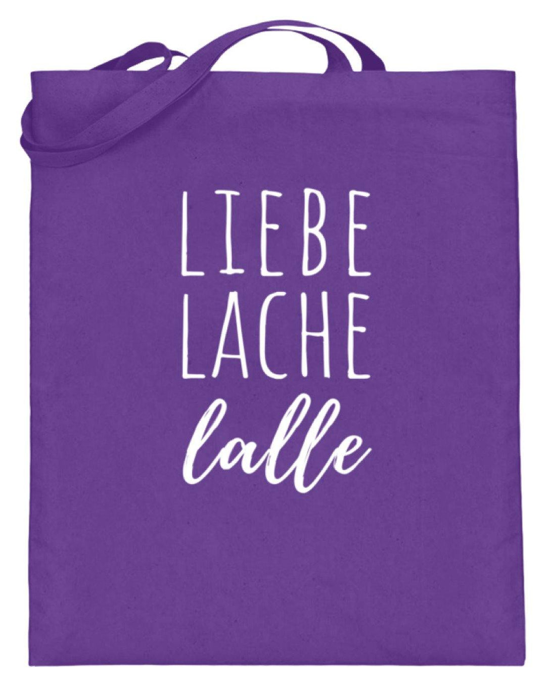 Liebe Lache Lalle - Words on Shirt  - Jutebeutel (mit langen Henkeln) - Words on Shirts Sag es mit dem Mittelfinger Shirts Hoodies Sweatshirt Taschen Gymsack Spruch Sprüche Statement