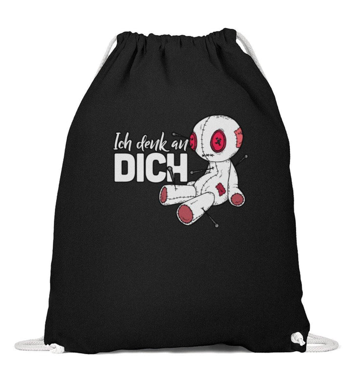 Voodoo Ich denk an dich Words on Shirts  - Baumwoll Gymsac - Words on Shirts Sag es mit dem Mittelfinger Shirts Hoodies Sweatshirt Taschen Gymsack Spruch Sprüche Statement