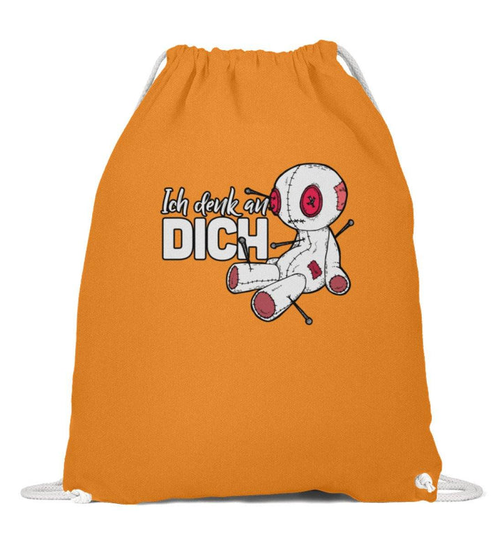 Voodoo Ich denk an dich Words on Shirts  - Baumwoll Gymsac - Words on Shirts Sag es mit dem Mittelfinger Shirts Hoodies Sweatshirt Taschen Gymsack Spruch Sprüche Statement