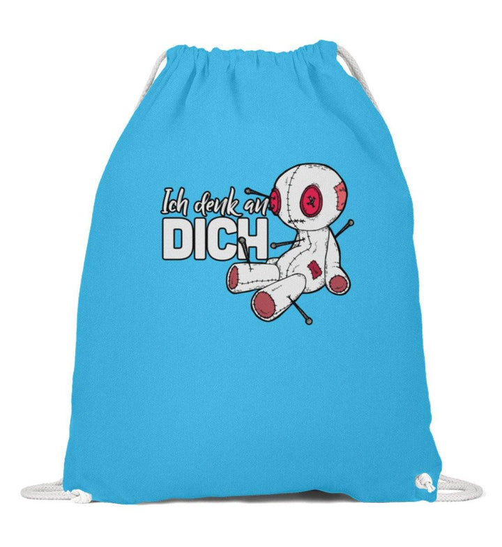 Voodoo Ich denk an dich Words on Shirts  - Baumwoll Gymsac - Words on Shirts Sag es mit dem Mittelfinger Shirts Hoodies Sweatshirt Taschen Gymsack Spruch Sprüche Statement