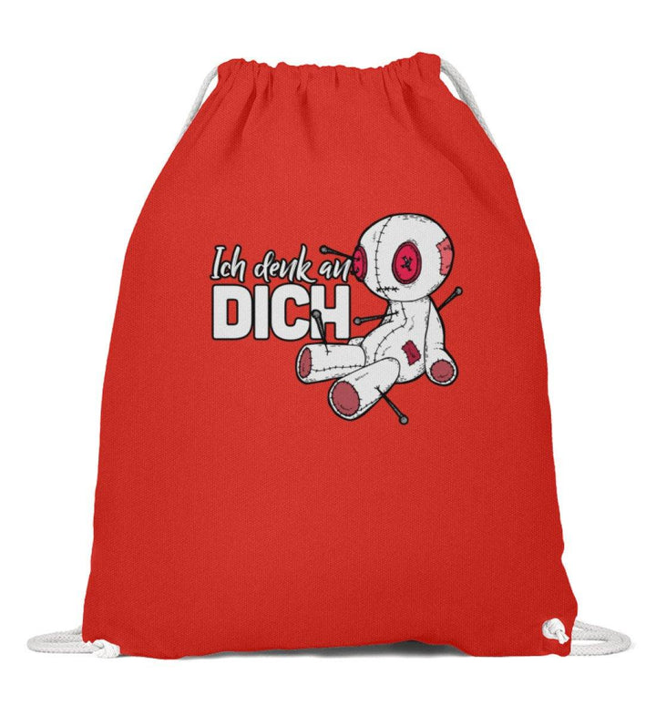 Voodoo Ich denk an dich Words on Shirts  - Baumwoll Gymsac - Words on Shirts Sag es mit dem Mittelfinger Shirts Hoodies Sweatshirt Taschen Gymsack Spruch Sprüche Statement