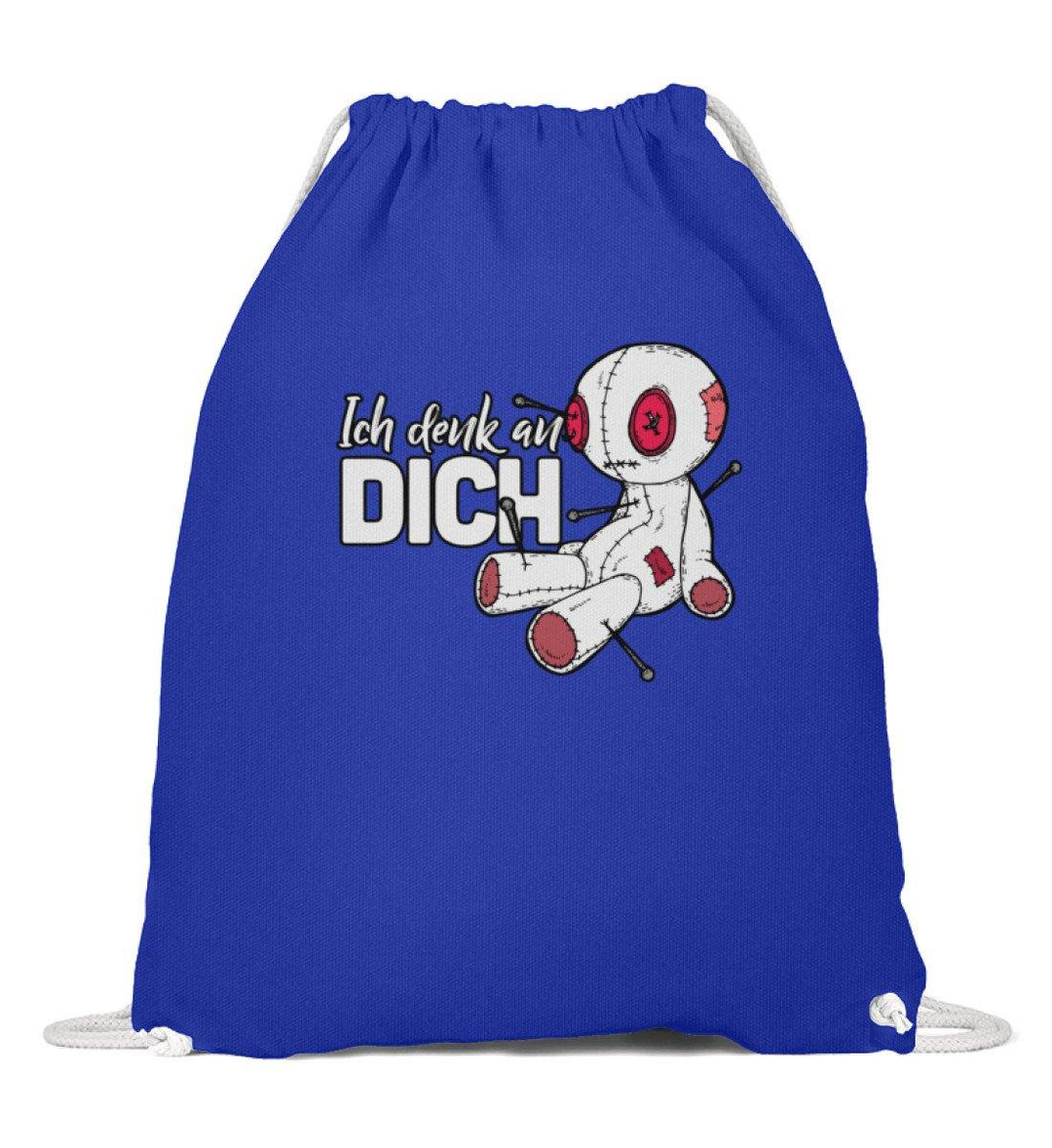 Voodoo Ich denk an dich Words on Shirts  - Baumwoll Gymsac - Words on Shirts Sag es mit dem Mittelfinger Shirts Hoodies Sweatshirt Taschen Gymsack Spruch Sprüche Statement