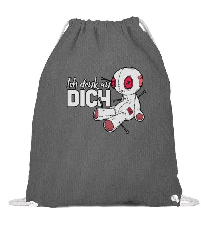Voodoo Ich denk an dich Words on Shirts  - Baumwoll Gymsac - Words on Shirts Sag es mit dem Mittelfinger Shirts Hoodies Sweatshirt Taschen Gymsack Spruch Sprüche Statement