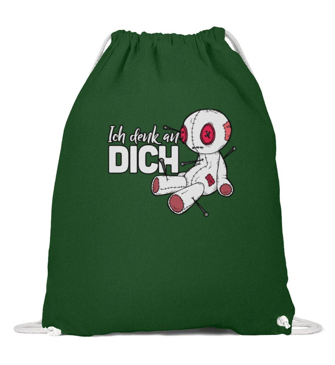 Voodoo Ich denk an dich Words on Shirts  - Baumwoll Gymsac - Words on Shirts Sag es mit dem Mittelfinger Shirts Hoodies Sweatshirt Taschen Gymsack Spruch Sprüche Statement