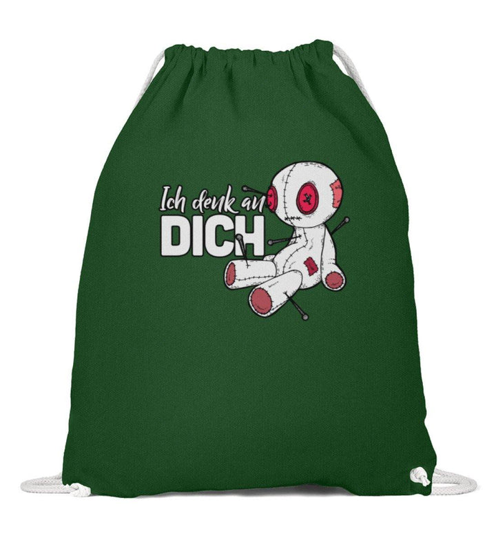 Voodoo Ich denk an dich Words on Shirts  - Baumwoll Gymsac - Words on Shirts Sag es mit dem Mittelfinger Shirts Hoodies Sweatshirt Taschen Gymsack Spruch Sprüche Statement