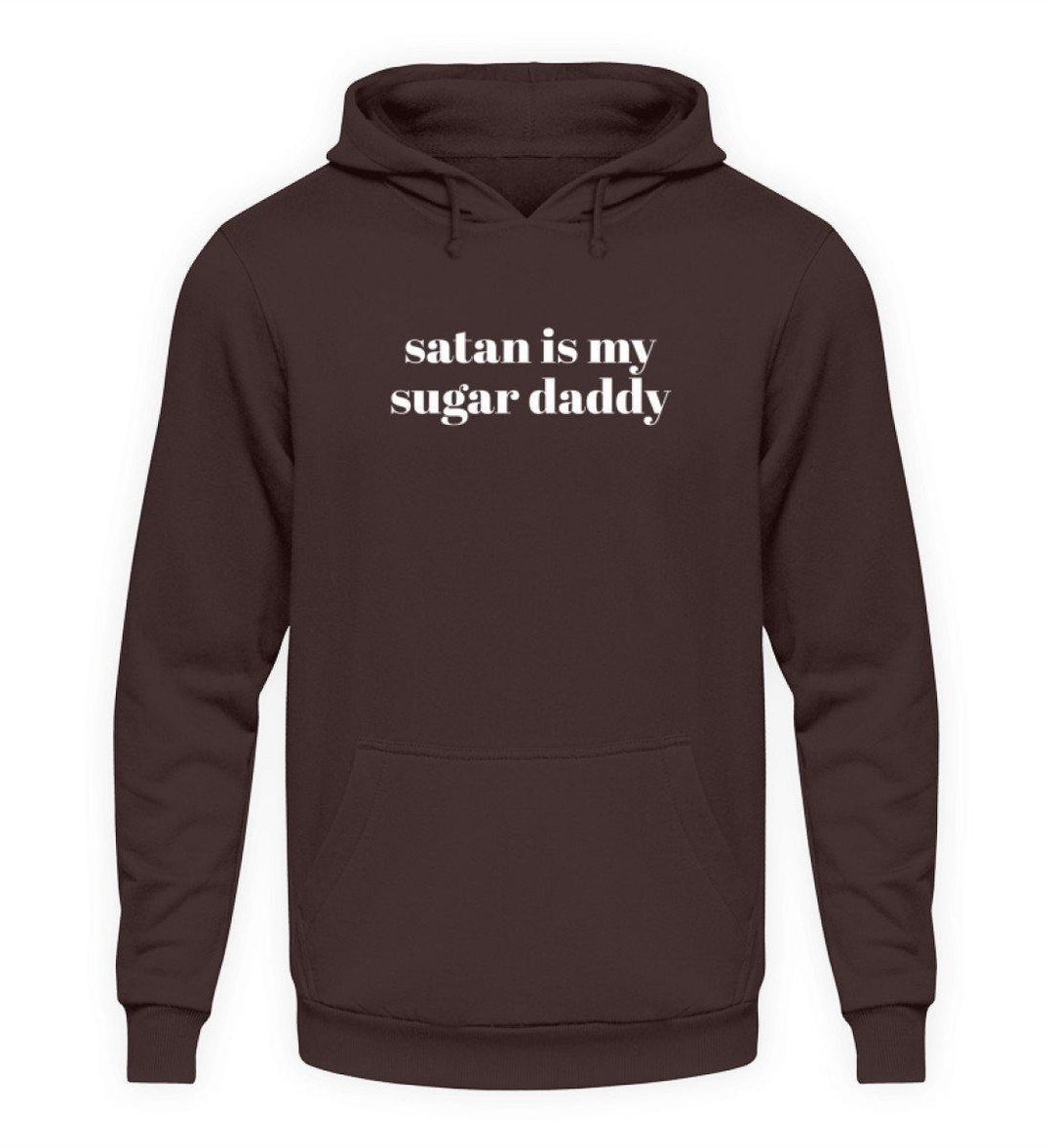 Satan Is My Sugar Daddy  - Unisex Kapuzenpullover Hoodie - Words on Shirts Sag es mit dem Mittelfinger Shirts Hoodies Sweatshirt Taschen Gymsack Spruch Sprüche Statement