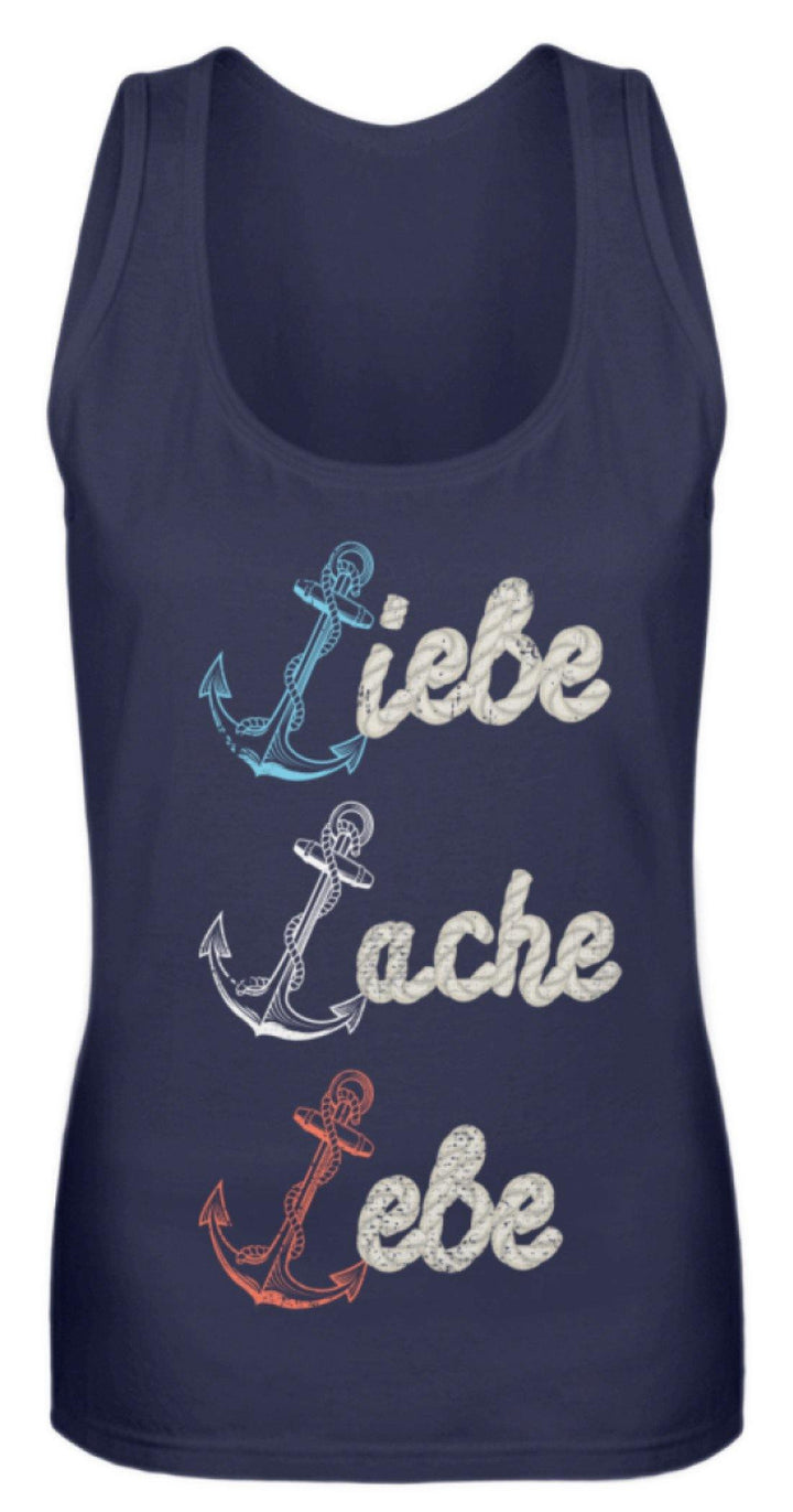 Liebe Lache Lebe - Norddeutsch   - Frauen Tanktop - Words on Shirts Sag es mit dem Mittelfinger Shirts Hoodies Sweatshirt Taschen Gymsack Spruch Sprüche Statement