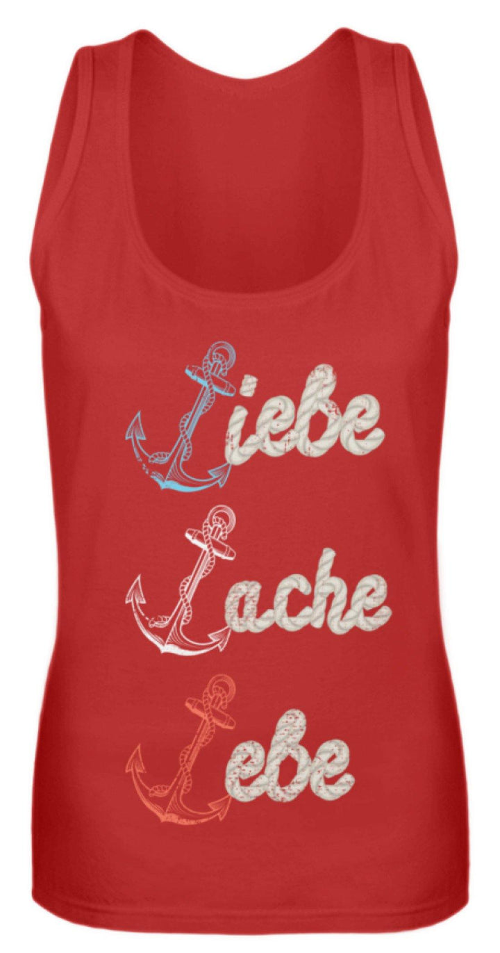 Liebe Lache Lebe - Norddeutsch   - Frauen Tanktop - Words on Shirts Sag es mit dem Mittelfinger Shirts Hoodies Sweatshirt Taschen Gymsack Spruch Sprüche Statement