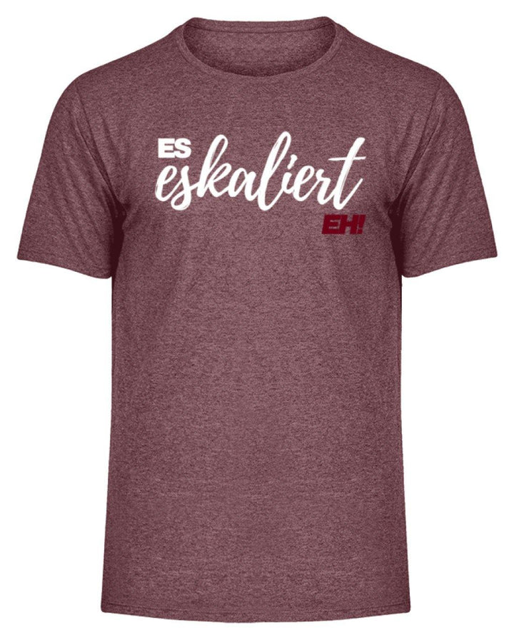 Es Eskaliert Eh - Words on Shirts (1)  - Herren Melange Shirt - Words on Shirts Sag es mit dem Mittelfinger Shirts Hoodies Sweatshirt Taschen Gymsack Spruch Sprüche Statement