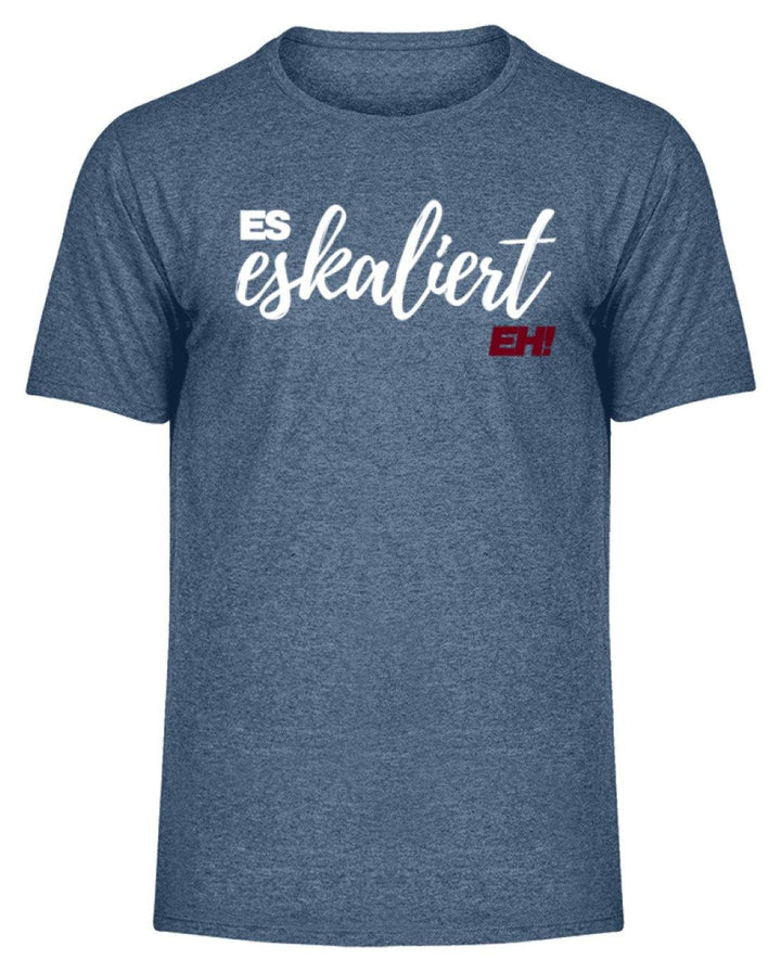Es Eskaliert Eh - Words on Shirts (1)  - Herren Melange Shirt - Words on Shirts Sag es mit dem Mittelfinger Shirts Hoodies Sweatshirt Taschen Gymsack Spruch Sprüche Statement