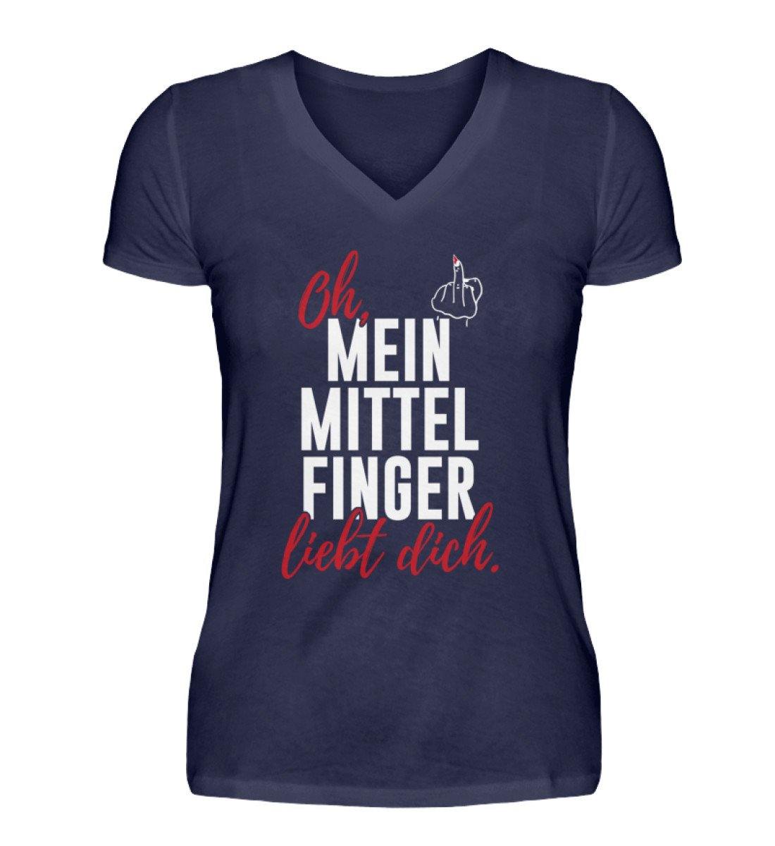 Oh, mein Mittelfinger liebt dich.  - V-Neck Damenshirt