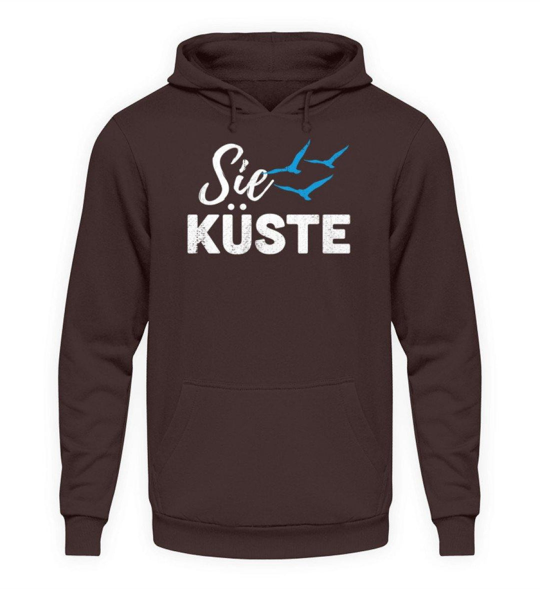 Die Küste - Norddeutsch  - Unisex Kapuzenpullover Hoodie - Words on Shirts Sag es mit dem Mittelfinger Shirts Hoodies Sweatshirt Taschen Gymsack Spruch Sprüche Statement