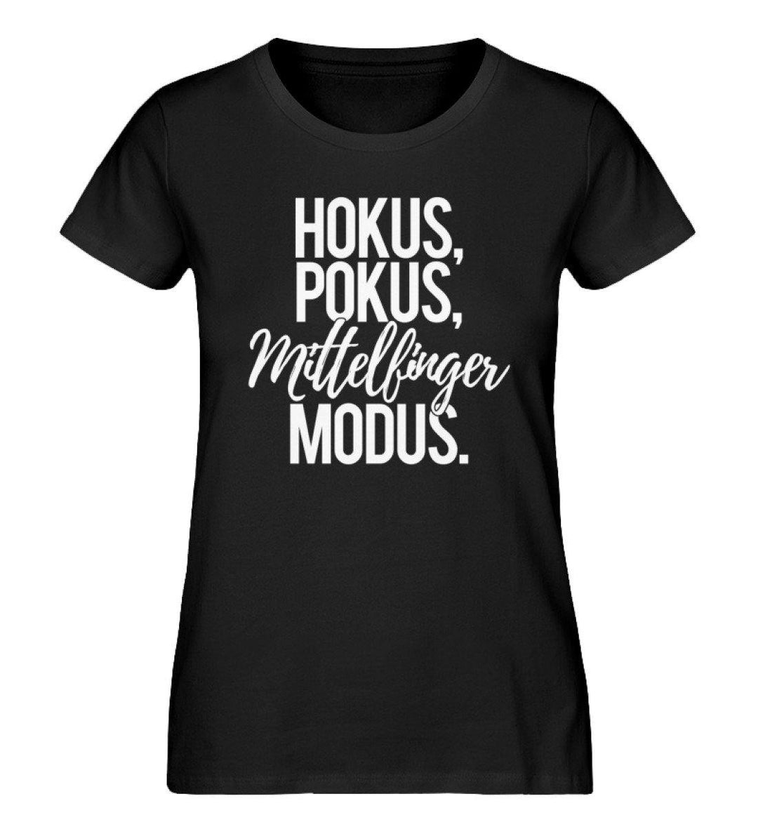 Hokus Pokus Mittelfinger Modus  - Damen Premium Organic Shirt - Words on Shirts Sag es mit dem Mittelfinger Shirts Hoodies Sweatshirt Taschen Gymsack Spruch Sprüche Statement