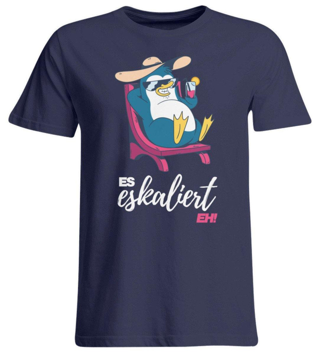 Es eskaliert eh - Pinguin - Words on Shirts  - Übergrößenshirt - Words on Shirts Sag es mit dem Mittelfinger Shirts Hoodies Sweatshirt Taschen Gymsack Spruch Sprüche Statement